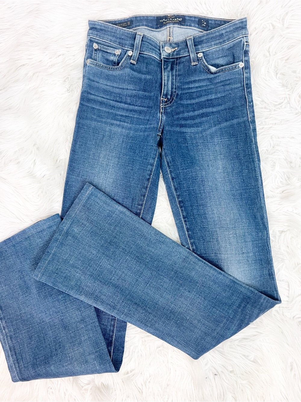 LUCKY BRAND MID RISE FLARE JEANS WOMENS SZ 0/25 LONG